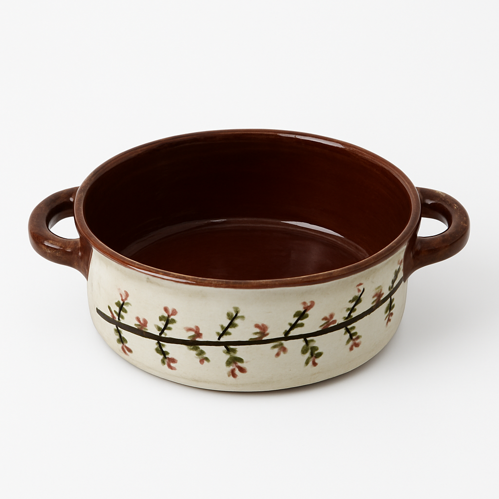 Pot decoration clay with branch & flowers