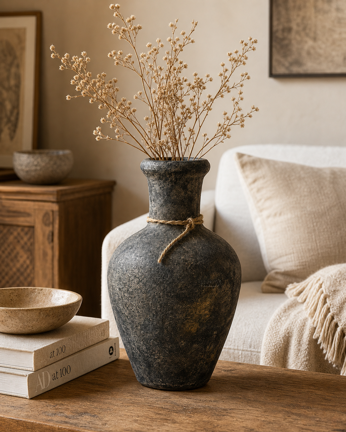Handmade Aged Pottery Vase | Artisan Ceramic Decor | Natural Home Accent