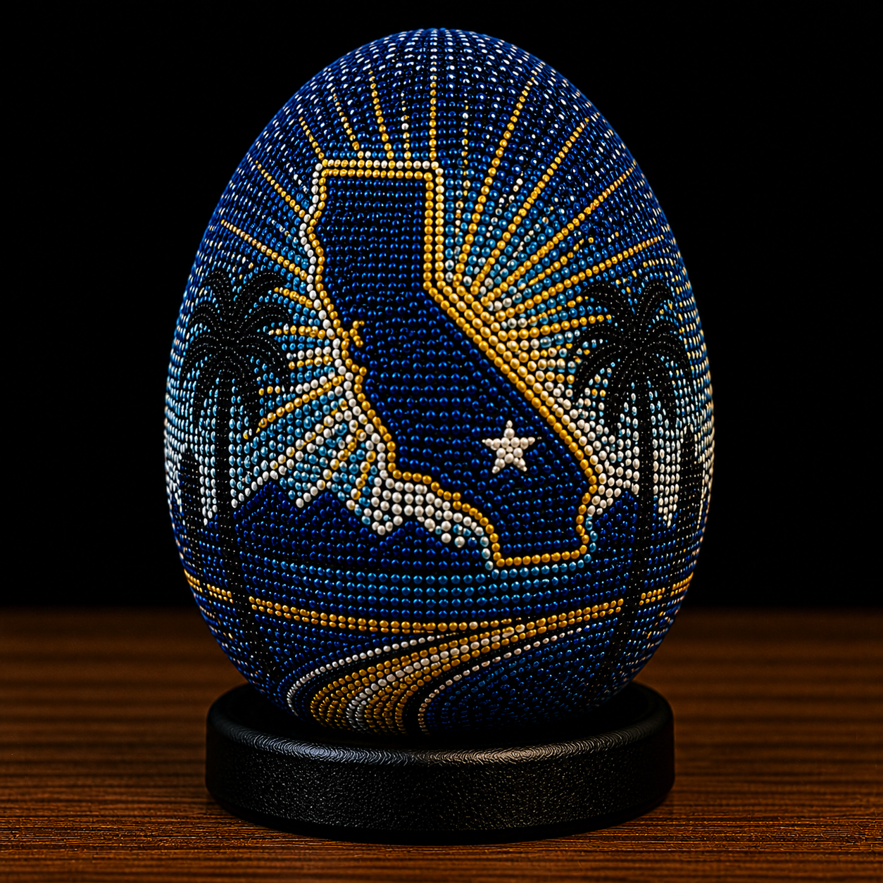 Handmade Ostrich Egg California City Dot Art | Skyline Decor | Hand Painted Travel Collectible | Unique Gift