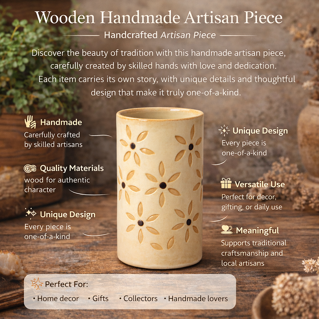 Wooden Handmade Artisan Piece | Rustic Handcrafted Decor | Unique Wooden Art Gift