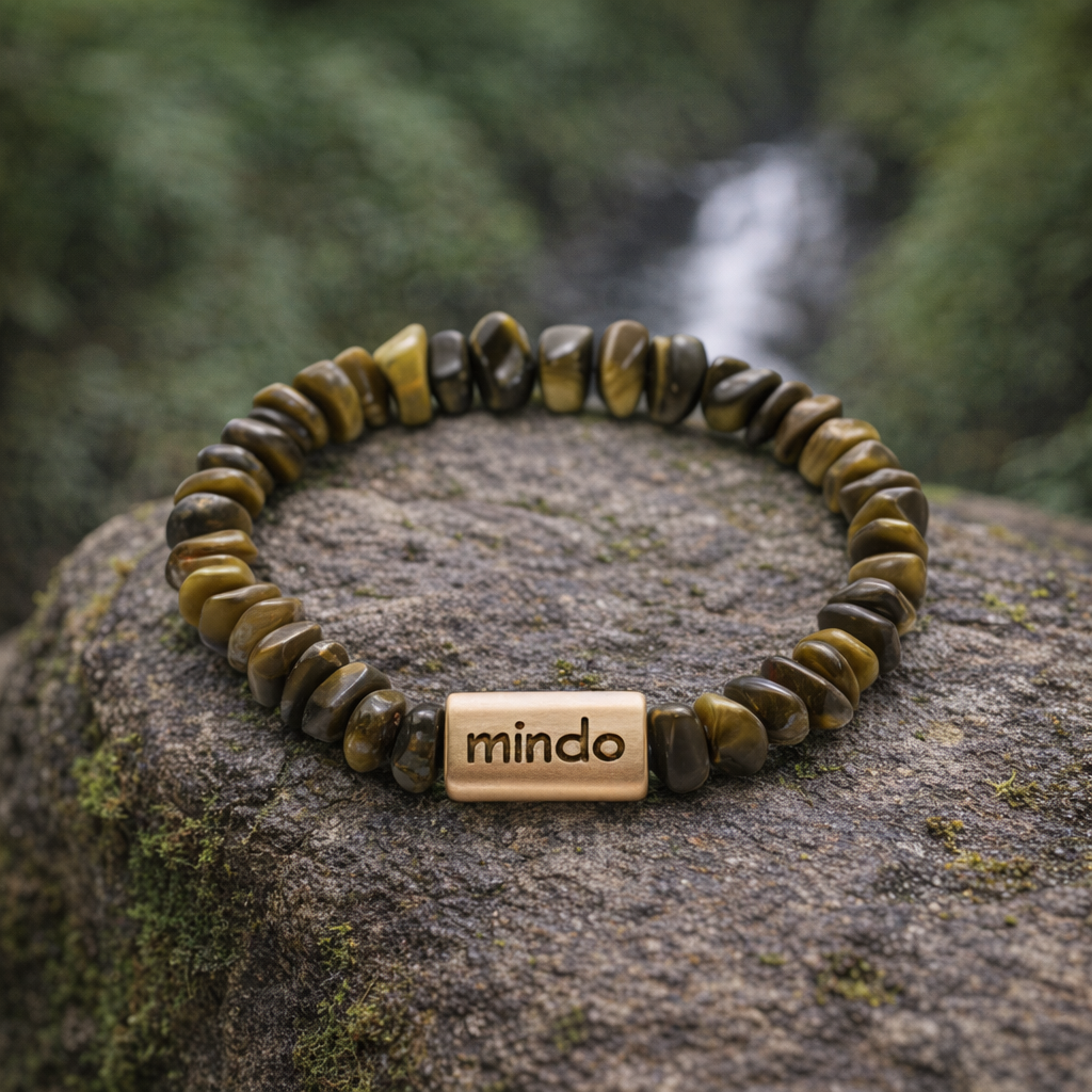 Stone Glazed Bracelet with Wooden Inscription Block | Handmade Artisan Decor | Unique Gift