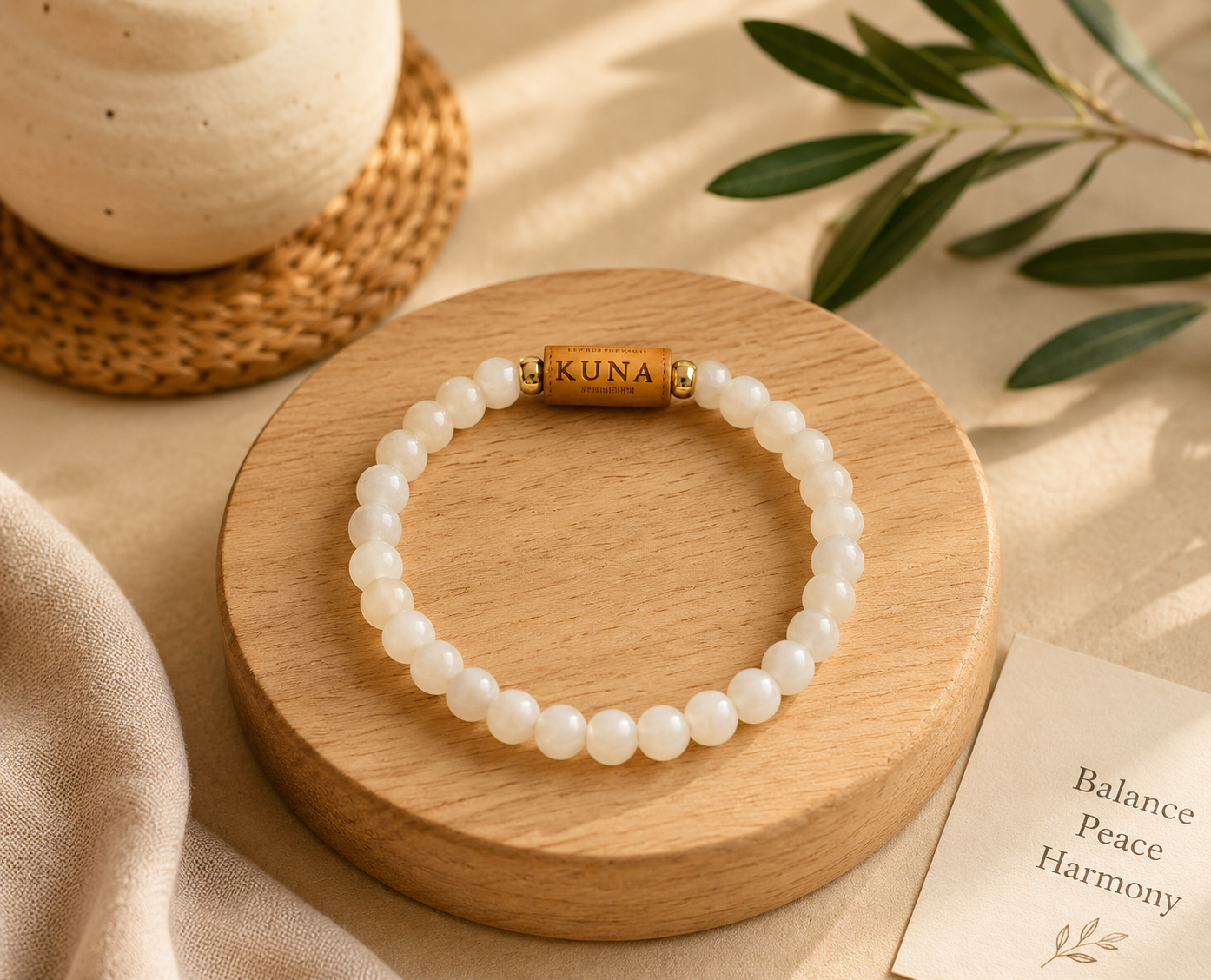 White Crystal Stone Bracelet | Handmade Beaded Bracelet | Artisan Jewelry Gift