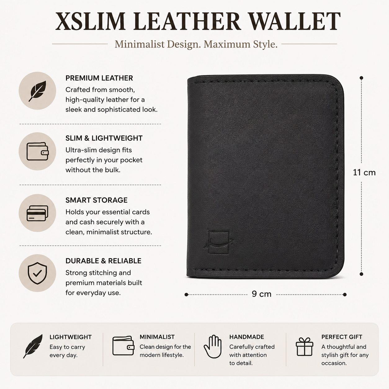 Xslim Leather Wallet | Minimalist Handmade Slim Wallet | Modern Everyday Carry