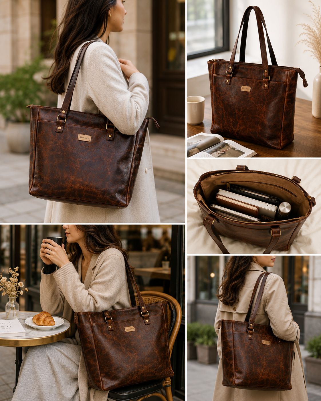 Women’s Leather Tote Bag | Handmade Vintage Shoulder Tote | Elegant Everyday Carry